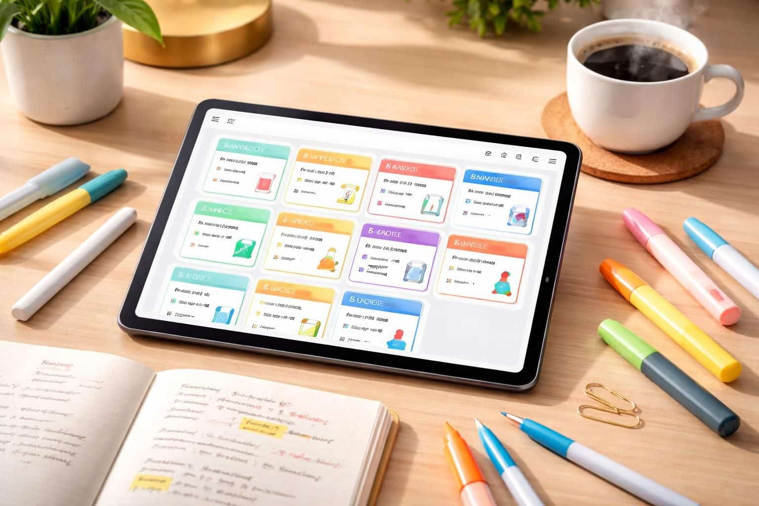 organisez vos révisions efficacement avec notre planner digital : fiches, rappels et méthode adaptés pour tablette tactile.