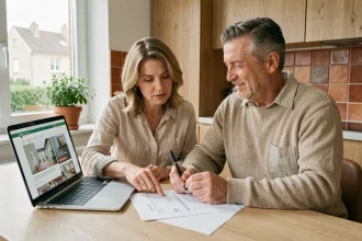 Couple examinant les dossiers d'aides financières pour travaux de rénovation à la maison en 2026